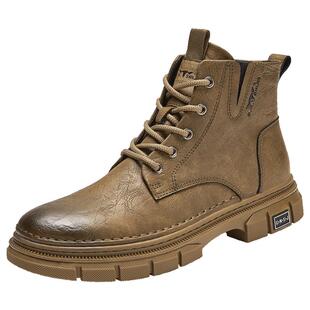 公牛世家马丁靴男款真皮英伦风工装靴子冬季加绒棉鞋高帮复古皮鞋