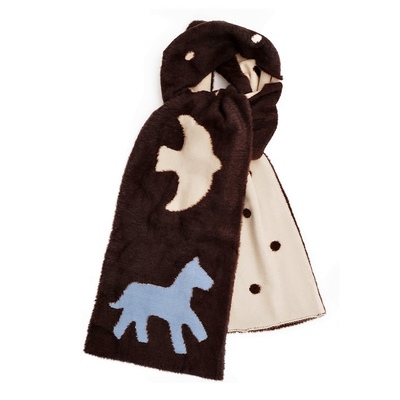 波点毛绒围巾女生冬季保暖新款