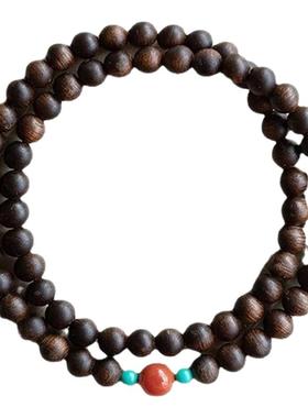 真品文莱沉香双圈手串天然南红转运珠串珠绿松石多宝手链国风手饰