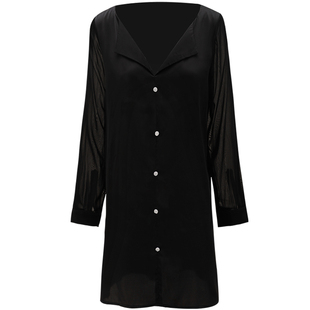 大码性感睡衣女春季2025新款胖mm遮肚200斤宽松长袖衬衫丝绸睡裙