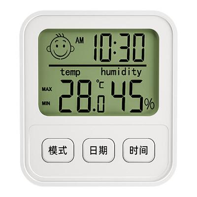 电子数显温湿度计室内家用婴儿时钟壁挂式迷你温度精准闹钟温度表