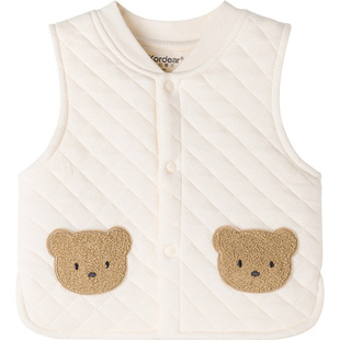 考拉蒂尔 宝宝夹棉马甲秋冬季婴儿开衫背心外穿无袖坎肩衣服马夹