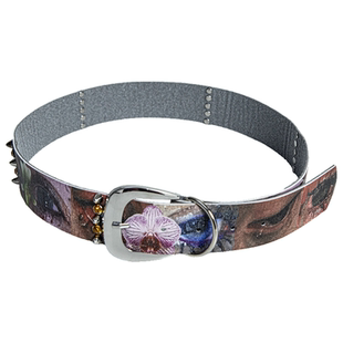 WCH街头潮流亚文化彩色油画眼睛花卉数码印花镶钻铆钉腰带皮带