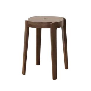 三梦实木凳子家用可叠放高板凳新中式圆凳简约小凳子客厅餐桌椅子