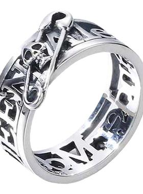 朋克风别针创意设计做旧泰银戒指