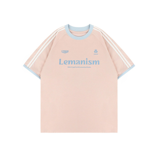 lemanism潮牌美式撞色条纹短袖T恤男款2026春季新款情侣款体恤女