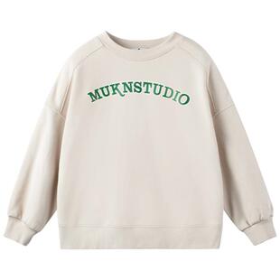 男童女童春字母撞色休闲卫衣活力男孩中大童纯色套头衫针织裤