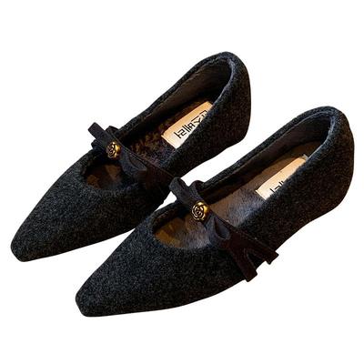 曼斯贝勒毛呢加绒内增高单鞋棉鞋