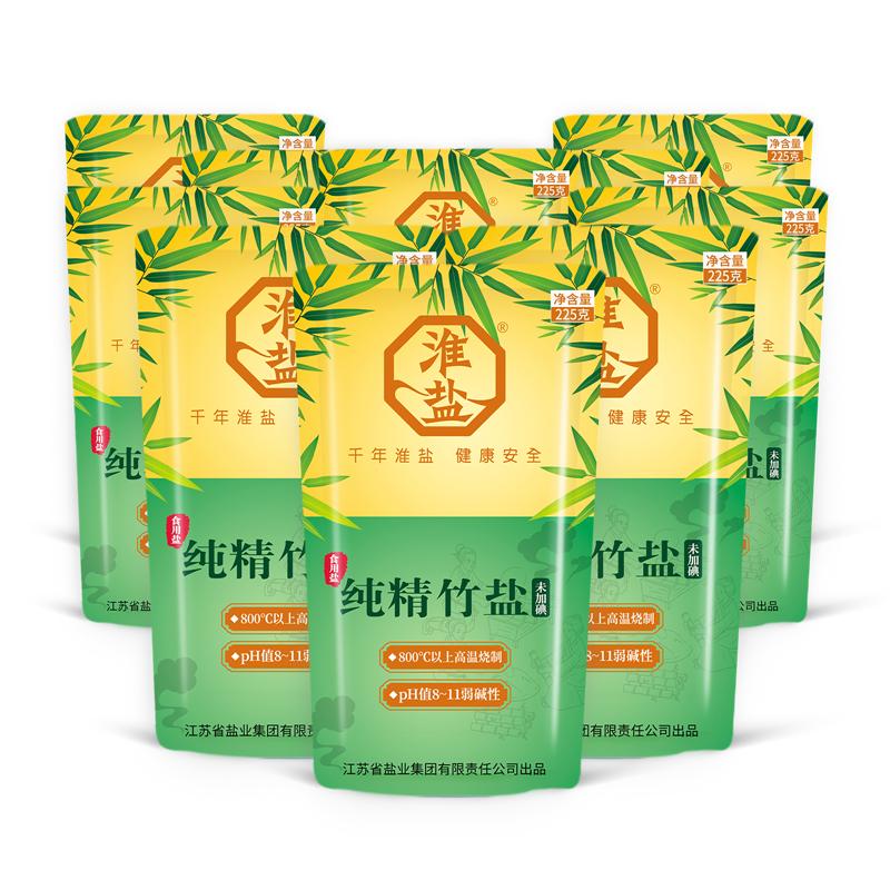 淮盐纯精竹盐未加碘家用食盐不加碘海盐弱碱高温煅烧盐整箱批发