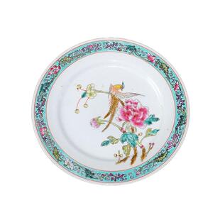 出口创汇老厂瓷原矿料老粉彩手绘瓷盘装饰收藏工艺盘明清复古摆件