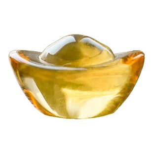 琉璃黄水晶小元宝摆件冰箱百福黄铜米缸聚宝盆填充物家居装饰