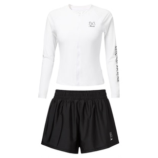 迪士尼泳衣女款泡温泉分体式泳衣套装保守长袖2025新款游泳衣女士