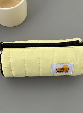 黄色面包小狗直筒笔袋小学生铅笔盒高化妆包颜收纳袋文具大容量值