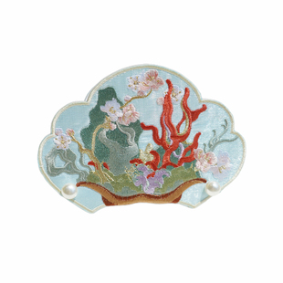 云深雾浅 蓬莱冠 原创汉服发冠抓夹版宋冠刺绣发冠古风汉服配饰