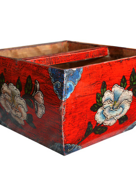 实木米斗升子手绘仿古装饰摆件