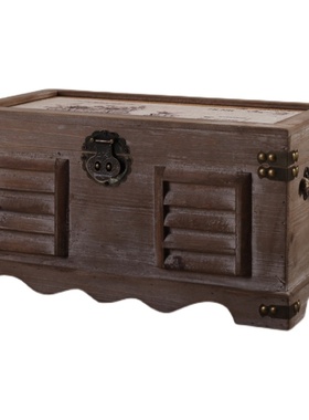 复古风定制海盗小木箱带锁摆件