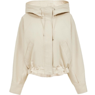 ONLY2025冬季新款利落松弛立领连帽宽松插肩可调节抽绳下摆外套女