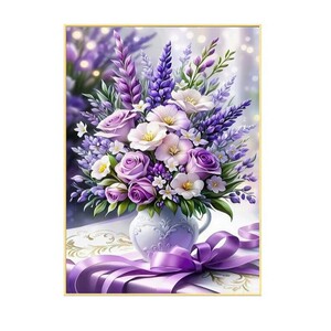 浪漫紫色花束钻石画2026新款高级感玫瑰花卉手工diy贴十字绣餐厅