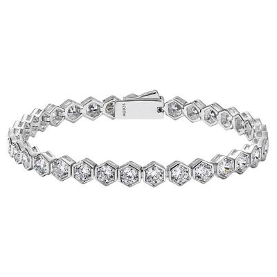 六边形蜂巢满钻手链女925纯银