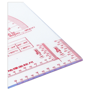 多功能识图用图尺指挥尺军事参谋作图工具专业地理单双色大坐标尺炮兵地形学图量算坡度尺经纬度作业尺子专用