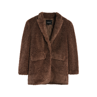 辰米范 【现货7折】羊羔毛外套宽松加厚西装毛绒绒仿皮草短款大衣