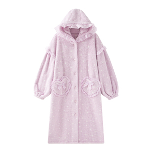 安之伴【巨保暖】睡袍女款秋冬季安蕊绒睡衣加厚冬款家居服珊瑚绒