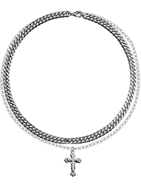 欧美古巴十字架吊坠项链ins