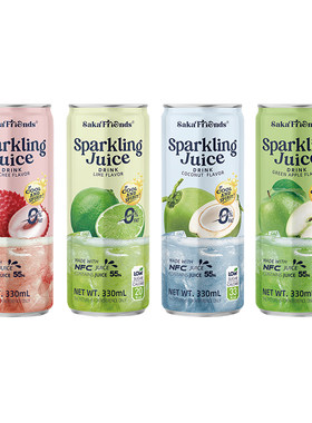 SakaFriends越南进口NFC果汁气泡水碳酸饮料青苹果荔枝汽水饮品