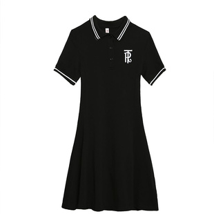 夏装新款韩国高尔夫裙子女连衣裙短袖polo裙弹力修身显瘦运动长裙