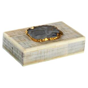 现 纽约下城公园进口大美无形天然玛瑙鎏金骨粉芒果木装饰饰品盒