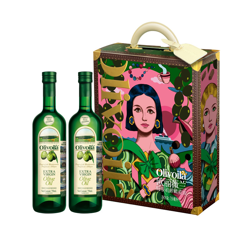 欧丽薇兰特级初榨橄榄油750ML*2设计师食用油礼盒装中秋送礼