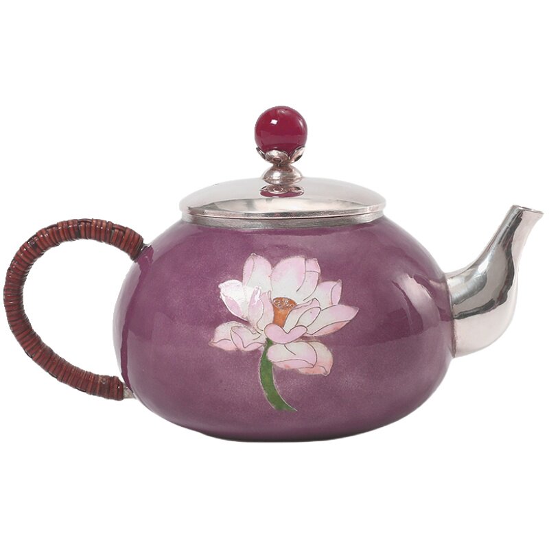 纯手工泡茶壶纯银七宝烧中式