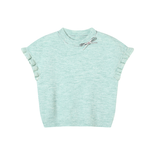 ChillSweet超糖 原创少女针织衫早春韩系甜美温柔短袖紫色上衣