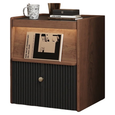 全实木床头柜家用卧室2025新款轻奢高级感爆款收纳柜置物柜中古风