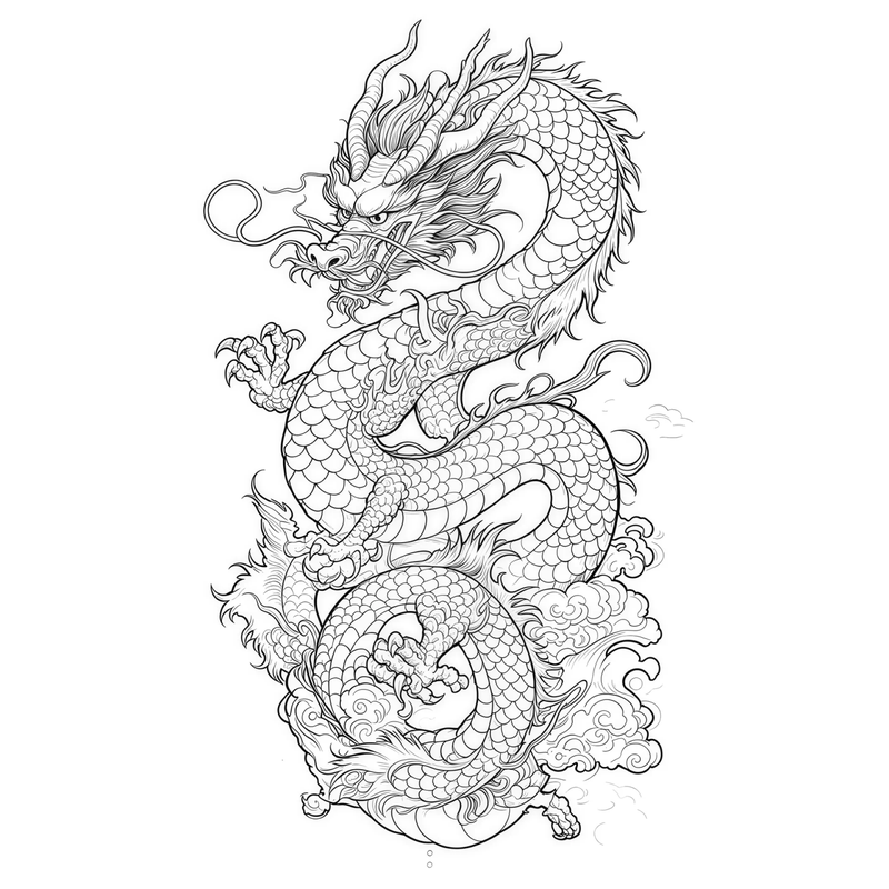 A4不干胶PVC刺绣水溶布中国龙