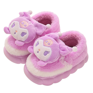 美乐蒂儿童棉鞋女孩秋冬季母女亲子保暖加厚防滑可爱卡通包跟棉拖