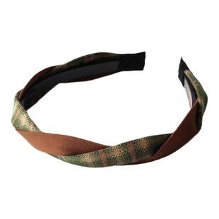 川野法式咖绿色格纹麻花发箍新款时尚小众高颅顶压发头箍头饰发饰