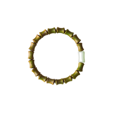 庆祥泰情侣款沉香老绿檀佛珠手串