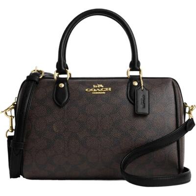 【新款】COACH/蔻驰奥莱女士老花ROWAN 中号手提包波士顿包斜挎包