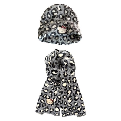 儿童护耳帽豹纹凯蒂猫帽子秋冬时髦高级感保暖针织帽冷帽外出保暖