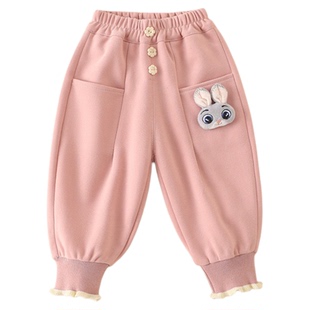 婧麒女宝宝裤子女童加绒裤子运动裤秋冬季外穿休闲裤长裤棉裤新款