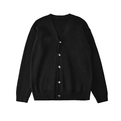 nicktian黑色V领针织开衫