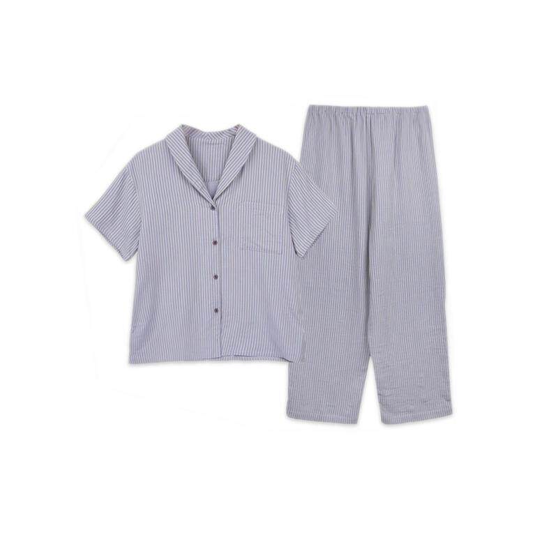昊达全棉双层纱布短袖家居服套装春夏季女薄款纯棉睡衣女款可外穿