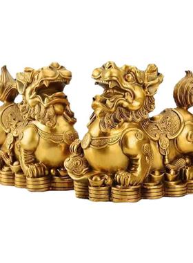 铜貔貅招财摆件一对客厅办公室