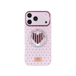 轻派ins粉色波点爱心磁吸支架适用苹果17promax手机壳iphone16pro新款15女款14日韩少女心简约创意13全包软壳