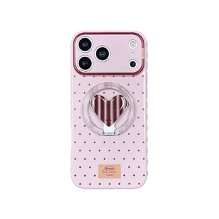 轻派ins粉色波点爱心磁吸支架适用苹果17promax手机壳iphone16pro新款15女款14日韩少女心简约创意13全包软壳