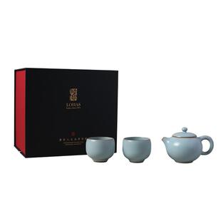陆宝汝窑一壶两杯二人茶具套装高档家用宋韵汝瓷泡茶单茶壶西施壶