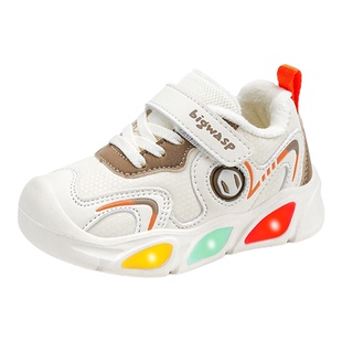 大黄蜂童鞋冬季男宝宝鞋子棉鞋小童灯鞋女运动加绒保暖儿童机能鞋