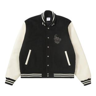 Candymade2025秋冬经典基础系列字体锁链绣宽松黑色棒球服外套