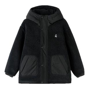 巴拉巴拉男童棉服大童加绒外套儿童连帽摇粒绒2025冬装新款童装厚